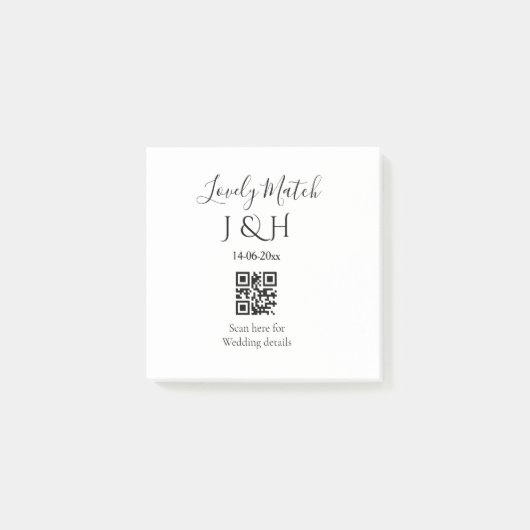 De bruiloft van add koppel naam QR code scan detai Post-it® Notes (Voorkant)