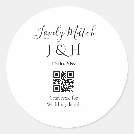 De bruiloft van add koppel naam QR code scan detai Ronde Sticker (Voorkant)