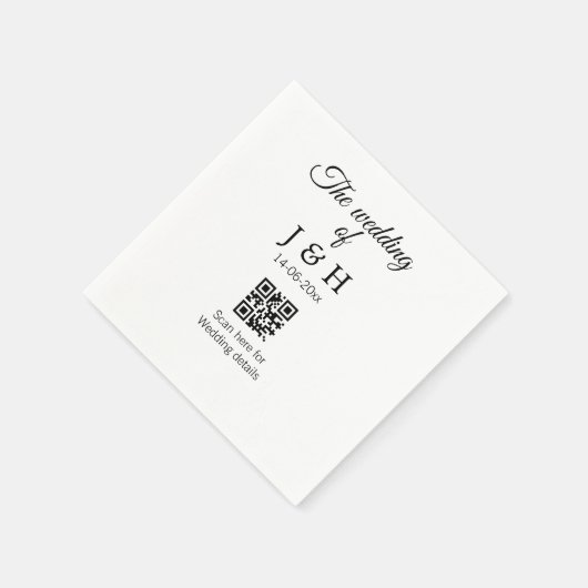 De bruiloft van add koppel naam QR code scan detai Servet (Hoek)