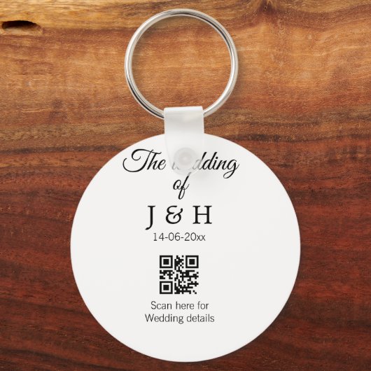 De bruiloft van add koppel naam QR code scan detai Sleutelhanger (Voorkant)