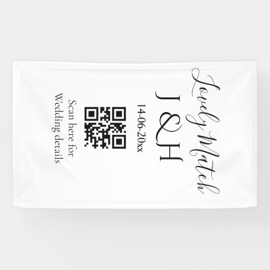 De bruiloft van add koppel naam QR code scan detai Spandoek (Horizontaal)