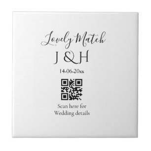 De bruiloft van add koppel naam QR code scan detai Tegeltje