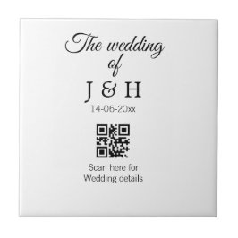 De bruiloft van add koppel naam QR code scan detai Tegeltje