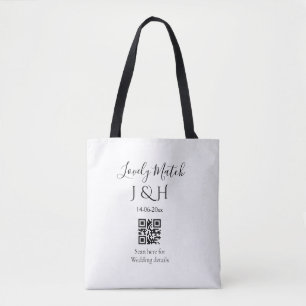 De bruiloft van add koppel naam QR code scan detai Tote Bag