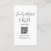 De bruiloft van add koppel naam QR code scan detai Visitekaartje (Achterkant)