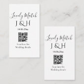 De bruiloft van add koppel naam QR code scan detai Visitekaartje (Voorkant / Achterkant)