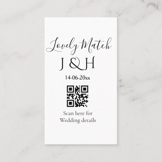 De bruiloft van add koppel naam QR code scan detai Visitekaartje (Voorkant)