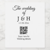 De bruiloft van add koppel naam QR code scan detai Wijn Etiket (Enkel label)