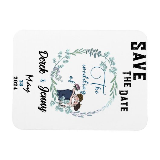 De bruiloft van blauwe geliefden magneet (Horizontaal)