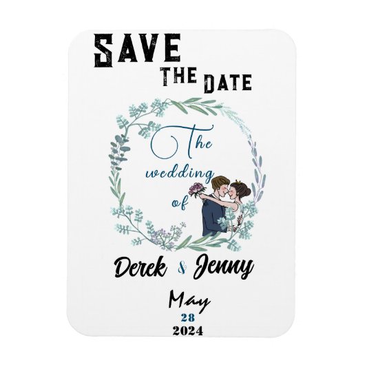 De bruiloft van blauwe geliefden magneet (Verticaal)