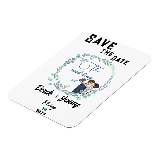 De bruiloft van blauwe geliefden magneet (Linkerzijde)