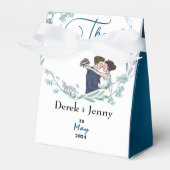 De bruiloft van blauwe minnaars bedankdoosjes (Voorkant Zijde)