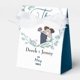 De bruiloft van blauwe minnaars bedankdoosjes