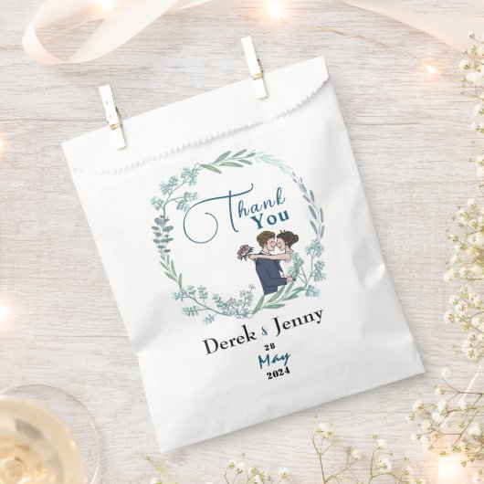 De bruiloft van blauwe minnaars bedankzakje (Geknipt)