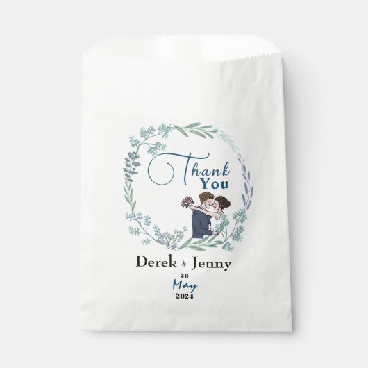 De bruiloft van blauwe minnaars bedankzakje (Voorkant)