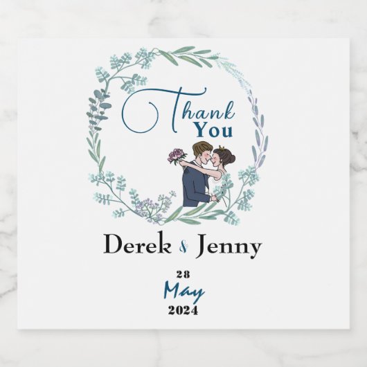 De bruiloft van blauwe minnaars bier etiket (Enkel label)