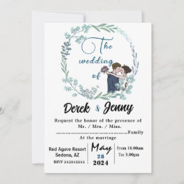 De bruiloft van blauwe minnaars kaart