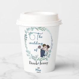 De bruiloft van blauwe minnaars papieren bekers