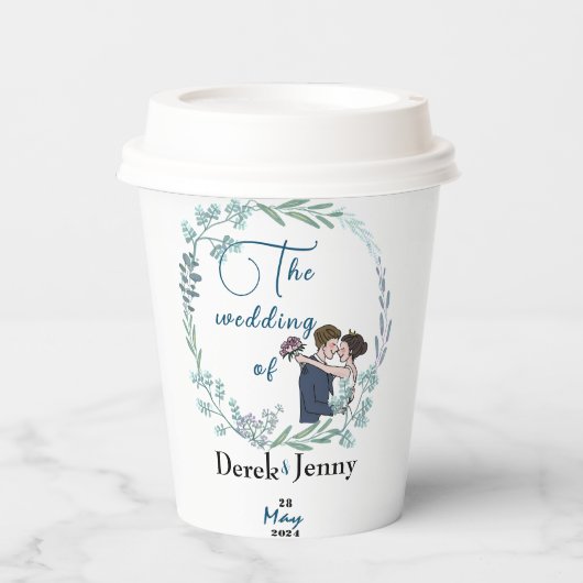 De bruiloft van blauwe minnaars papieren bekers (Voorkant)