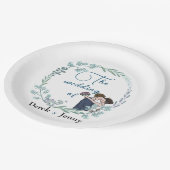 De bruiloft van blauwe minnaars papieren bordje (Gekanteld)