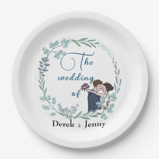 De bruiloft van blauwe minnaars papieren bordje (Voorkant)