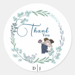 De bruiloft van blauwe minnaars ronde sticker