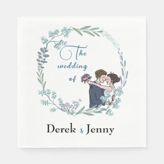 De bruiloft van blauwe minnaars servet (Voorkant)