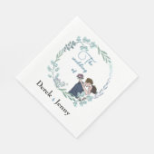 De bruiloft van blauwe minnaars servet (Hoek)