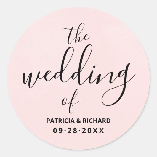 De bruiloft van Blush Pink Wedding Ronde Sticker (Voorkant)