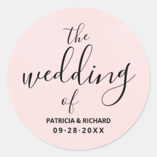 De bruiloft van Blush Pink Wedding Ronde Sticker