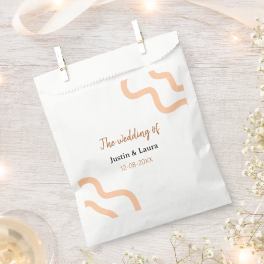 De bruiloft van bruid bruidegom naam datum perzik bedankzakje (Geknipt)