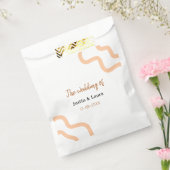 De bruiloft van bruid bruidegom naam datum perzik bedankzakje (Gezegeld)