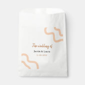 De bruiloft van bruid bruidegom naam datum perzik bedankzakje (Voorkant)
