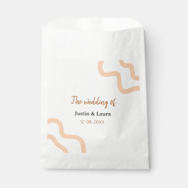 De bruiloft van bruid bruidegom naam datum perzik bedankzakje