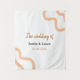 De bruiloft van bruid bruidegom naam datum perzik wandkleed