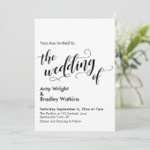 De bruiloft van chique typografie eenvoudige bruil kaart (Staand voorkant)