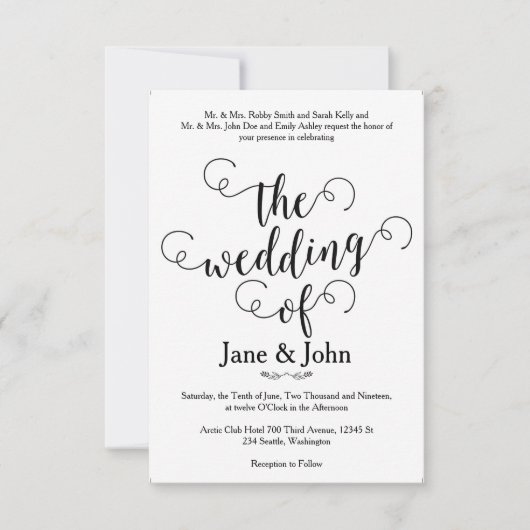 De bruiloft van de Basic Wedding Invitation Kaart (Voorkant)