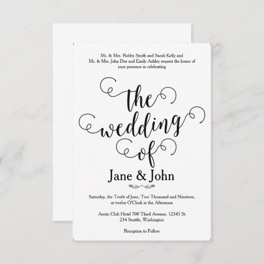 De bruiloft van de Basic Wedding Invitation Kaart (Voorkant / Achterkant)