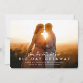 De bruiloft van de bestemming bewaart de datumfoto save the date (Voorkant)