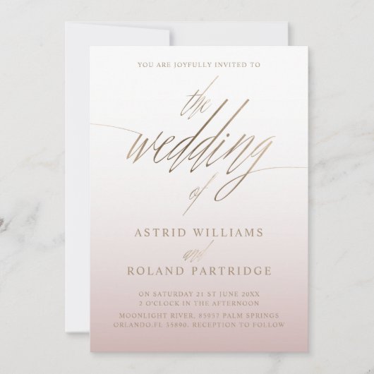 De bruiloft van de faux-gouden kalligrafie kaart (Voorkant)