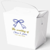 De bruiloft van de gouden marine blauwe boog paar  bedankdoosjes (Achterkant)