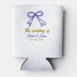 De bruiloft van de gouden marine blauwe boog paar  blikjeskoeler