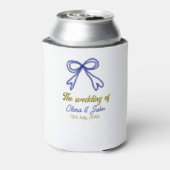 De bruiloft van de gouden marine blauwe boog paar  blikjeskoeler (Blikje Achterkant)