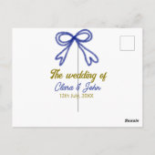 De bruiloft van de gouden marine blauwe boog paar briefkaart (Achterkant)