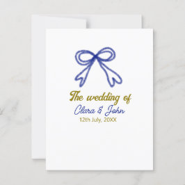 De bruiloft van de gouden marine blauwe boog paar  briefkaart