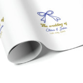 De bruiloft van de gouden marine blauwe boog paar  cadeaupapier (Rol Hoek)