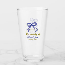 De bruiloft van de gouden marine blauwe boog paar  glas