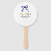 De bruiloft van de gouden marine blauwe boog paar  handwaaier (Achterkant)