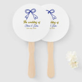 De bruiloft van de gouden marine blauwe boog paar  handwaaier (Voorkant en achterkant)