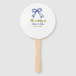 De bruiloft van de gouden marine blauwe boog paar  handwaaier